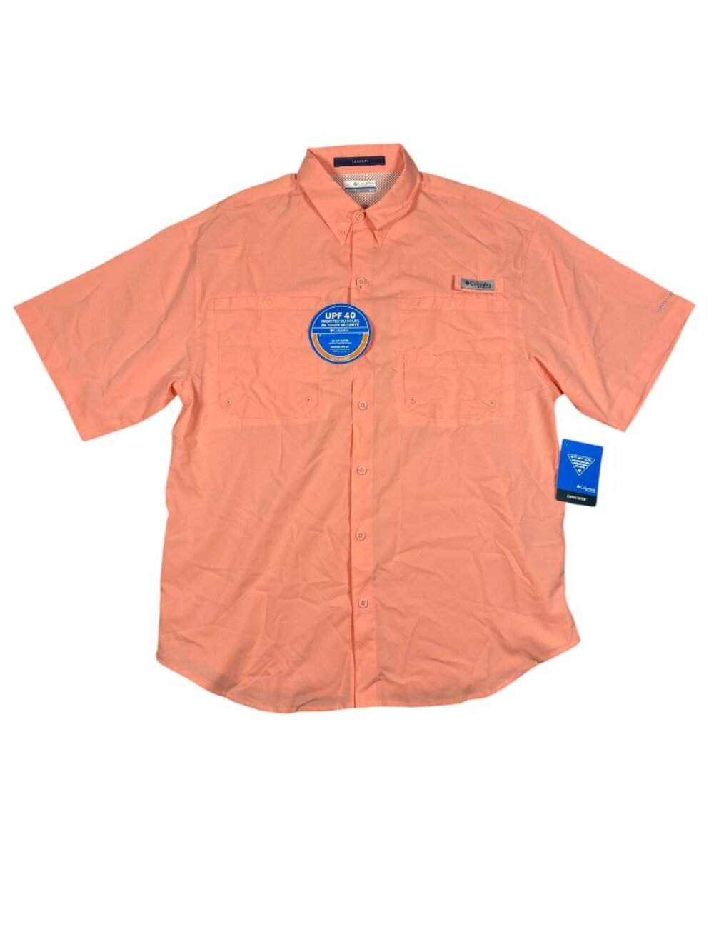 Columbia PFG Tamiami II Mens Short Sleeve Shirt Coral X-Large Omni-Shade UPF 40